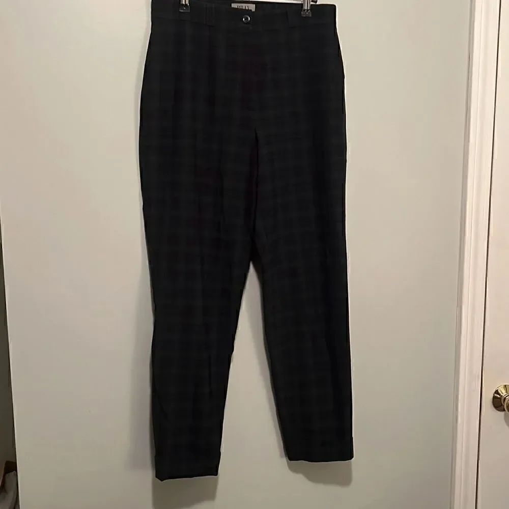 Brax Men's Plaid Comfortable Stretch High Rise Flat Front Trousers Size 34
